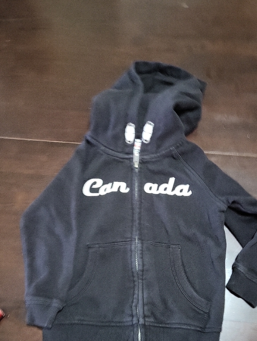 Kids Black Canada Zip Hoodie - Cozy Pullover with Front Pockets